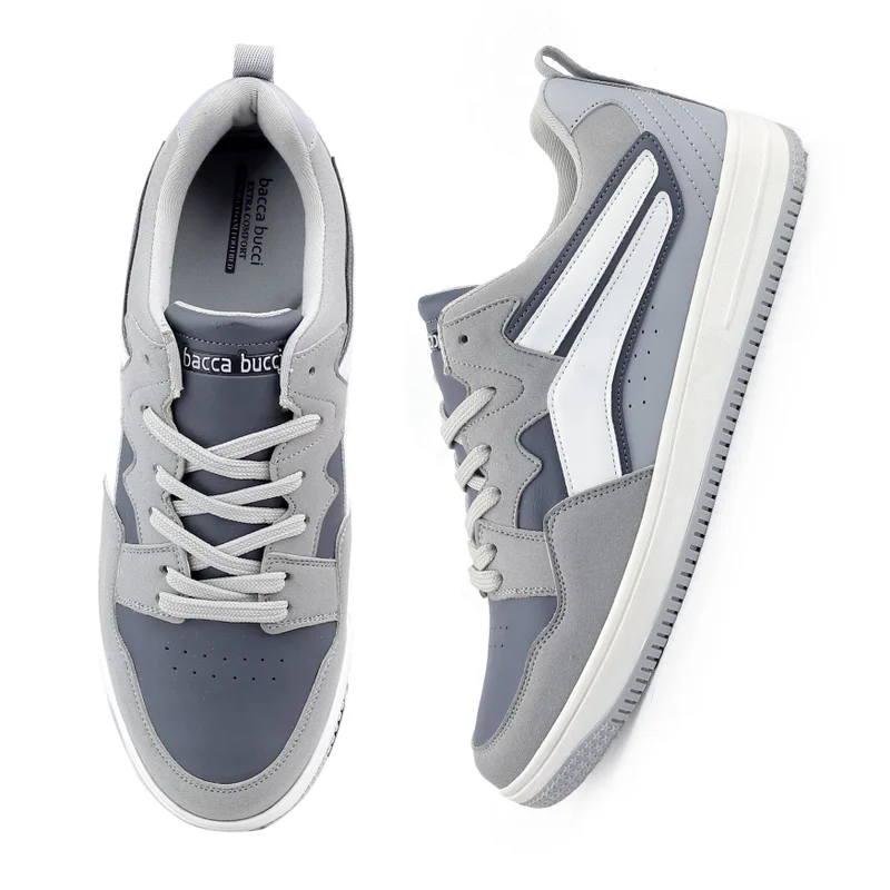 Bacca Bucci Grey Hebron Low Top Street Fashion Sneakers for Men | Best Price UAE